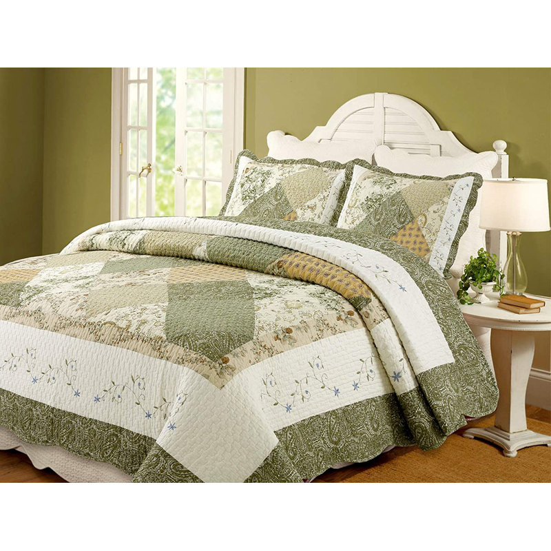 Cozy Line Home Fashion Green 180 TC Reversible Traditional Quilt Set Reviews Wayfair